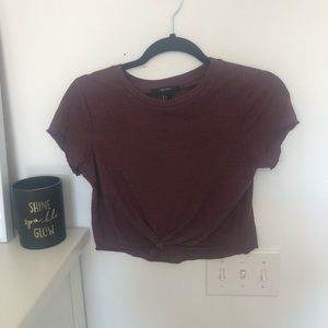 Forever 21 cropped red t-shirt with tie